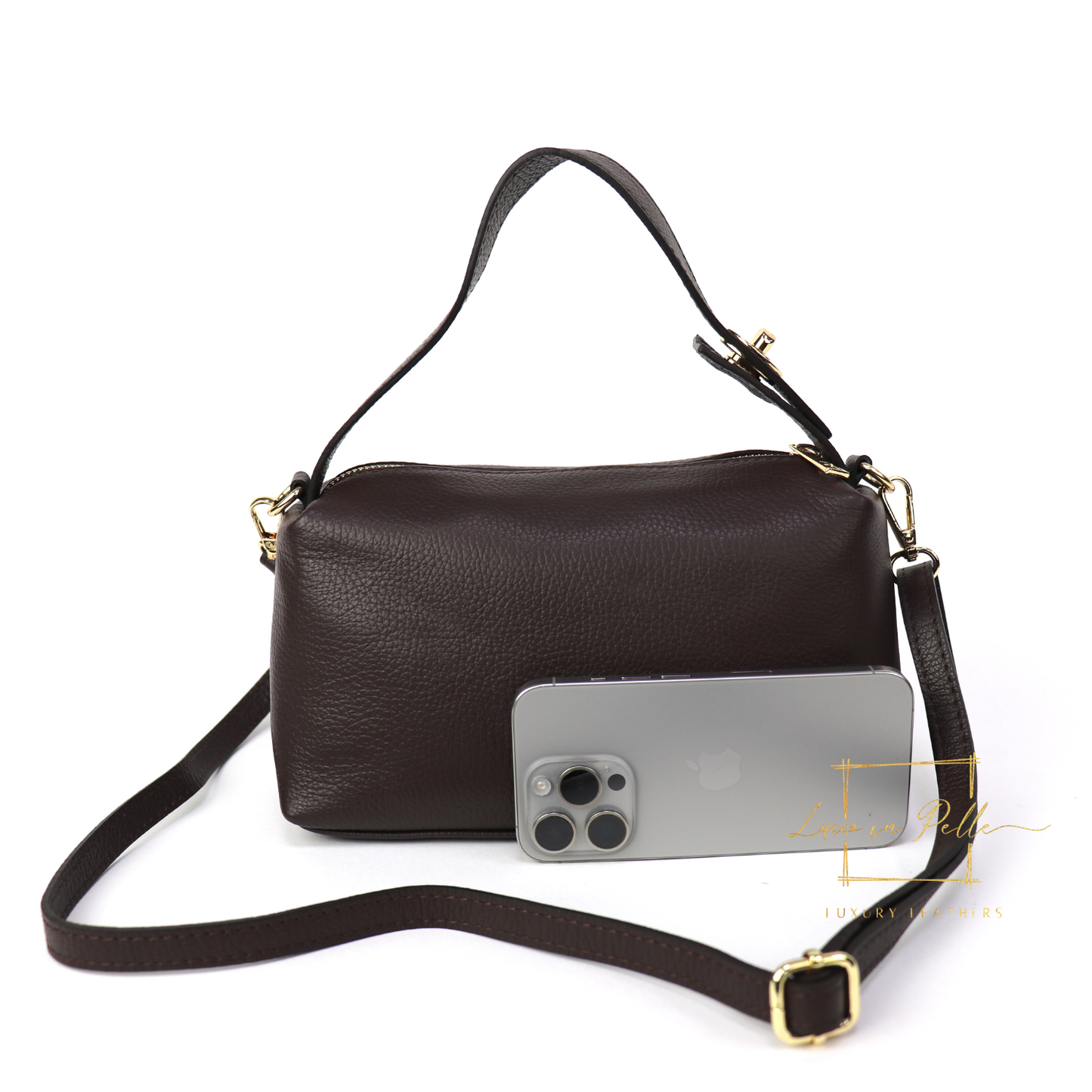 Top Handle Crossbody Leather Bad with Adjustable Detachable Straps