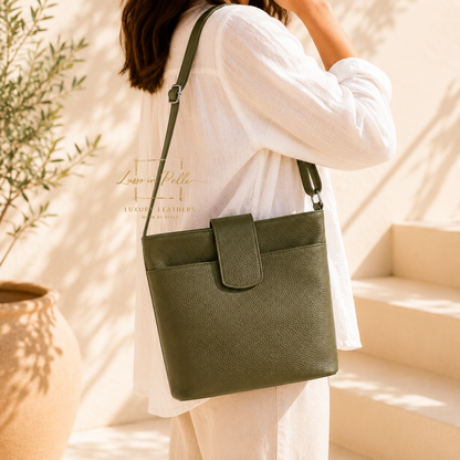 Italian Leather Shoulder/Crossbody Bag with Adjustable Straps