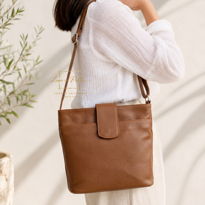 Italian Leather Shoulder/Crossbody Bag with Adjustable Straps