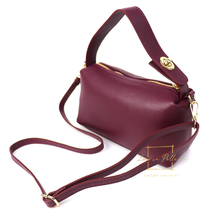 Top Handle Crossbody Leather Bad with Adjustable Detachable Straps