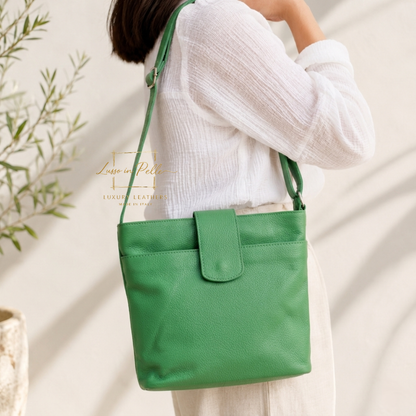 Italian Leather Shoulder/Crossbody Bag with Adjustable Straps
