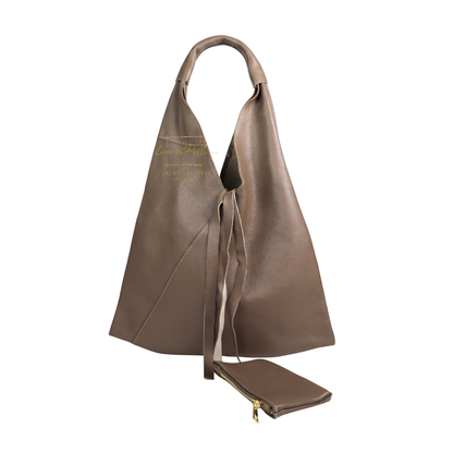 Genuine Leather Hobo Shoulder Bag with Matching Coin Pouch