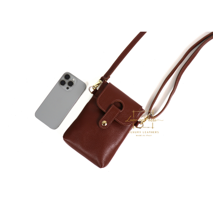 Genuine Leather Compact Phone Crossbody Bag