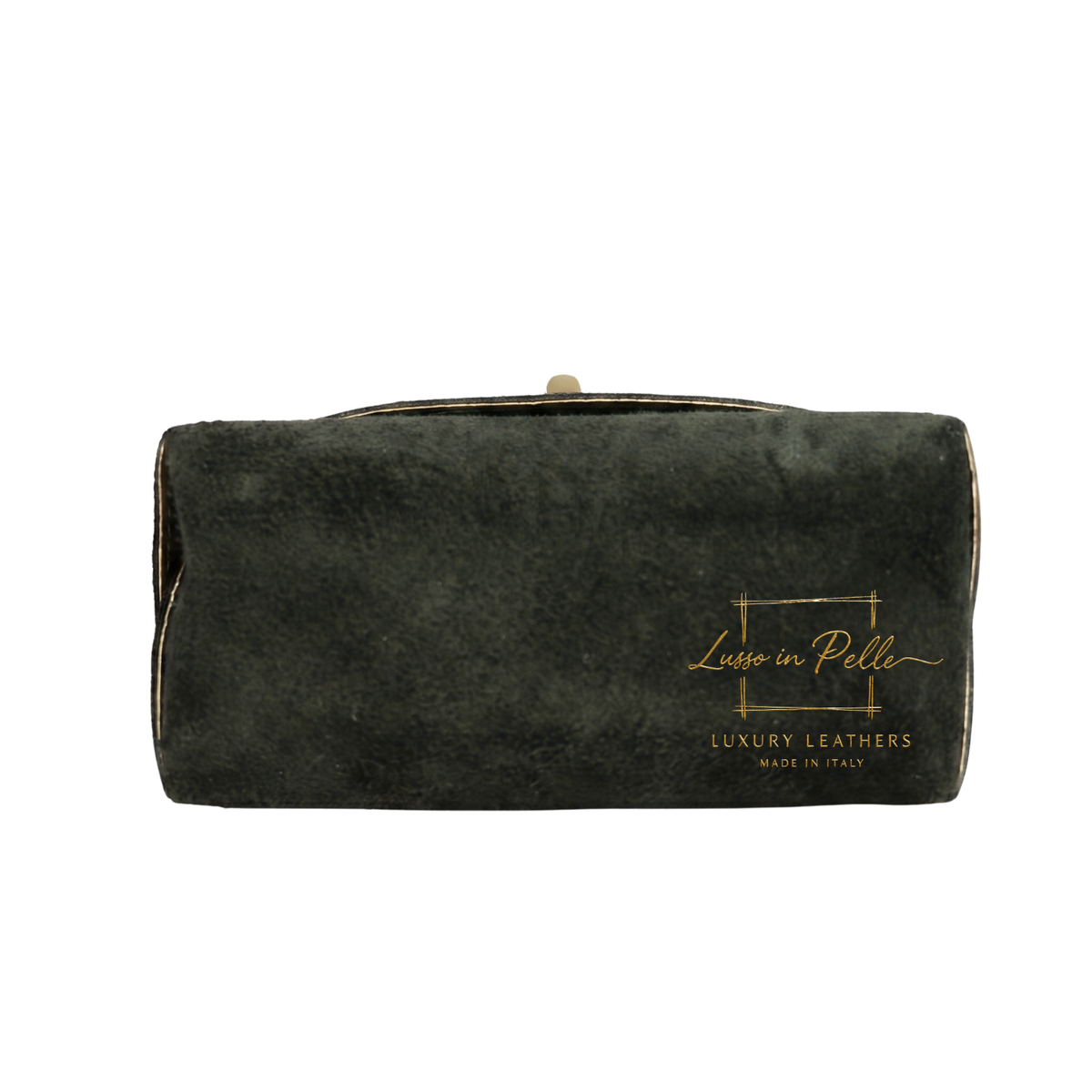 Genuine Suede Mini Top Handle Bag with Bamboo Twist Lock & Chain Strap