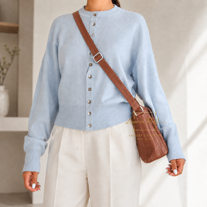 Italian Genuine Leather Multi Compartment Crossbody Bag with Front Zip Pocket