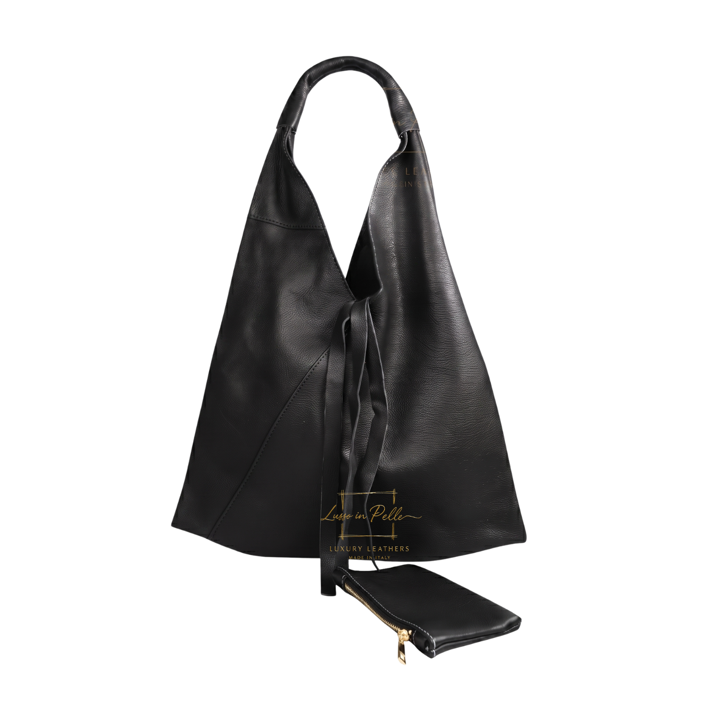 Genuine Leather Hobo Shoulder Bag with Matching Coin Pouch