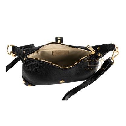 Genuine Leather Shoulder Bag with Stud Detail & Adjustable Detachable Strap