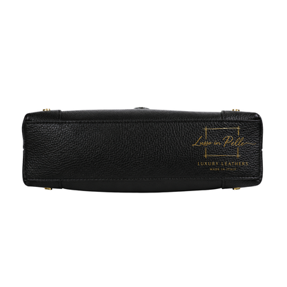 Genuine Leather Shoulder Bag with Stud Detail & Adjustable Detachable Strap