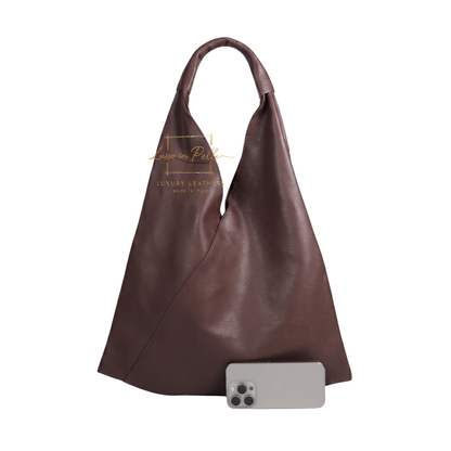Genuine Leather Hobo Shoulder Bag with Matching Coin Pouch