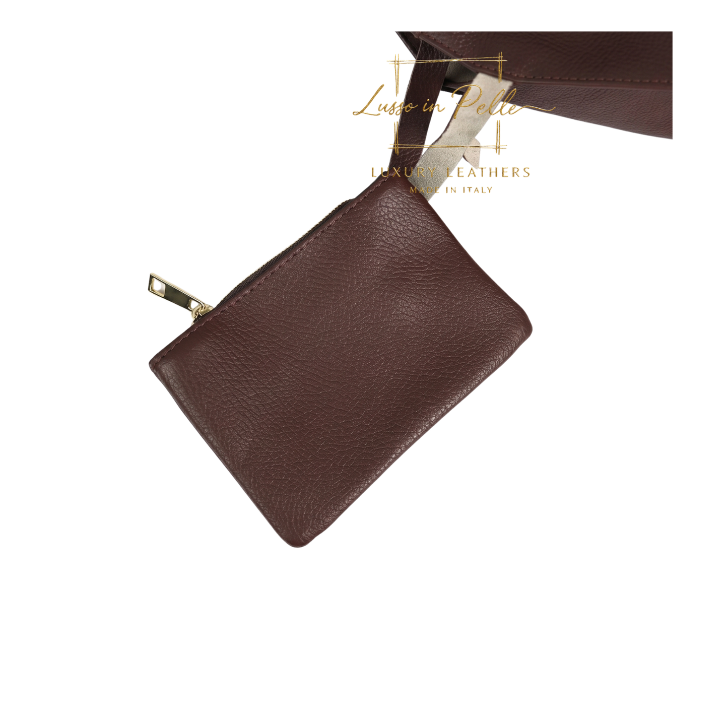 Genuine Leather Hobo Shoulder Bag with Matching Coin Pouch