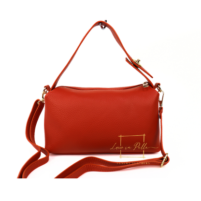 Top Handle Crossbody Leather Bad with Adjustable Detachable Straps