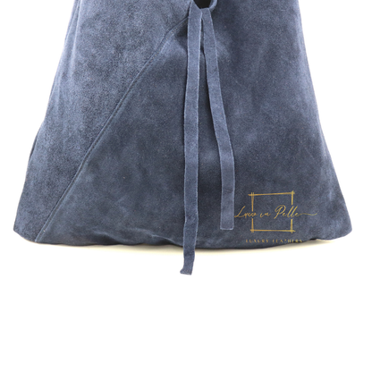 Milano Italian Suede Slouch Hobo Bag with Tan Leather Handle