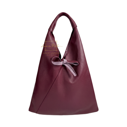 Genuine Leather Hobo Shoulder Bag with Matching Coin Pouch