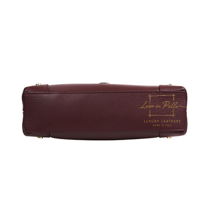 Genuine Leather Shoulder Bag with Stud Detail & Adjustable Detachable Strap