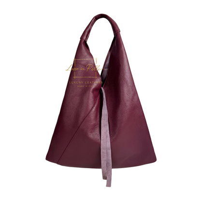 Genuine Leather Hobo Shoulder Bag with Matching Coin Pouch