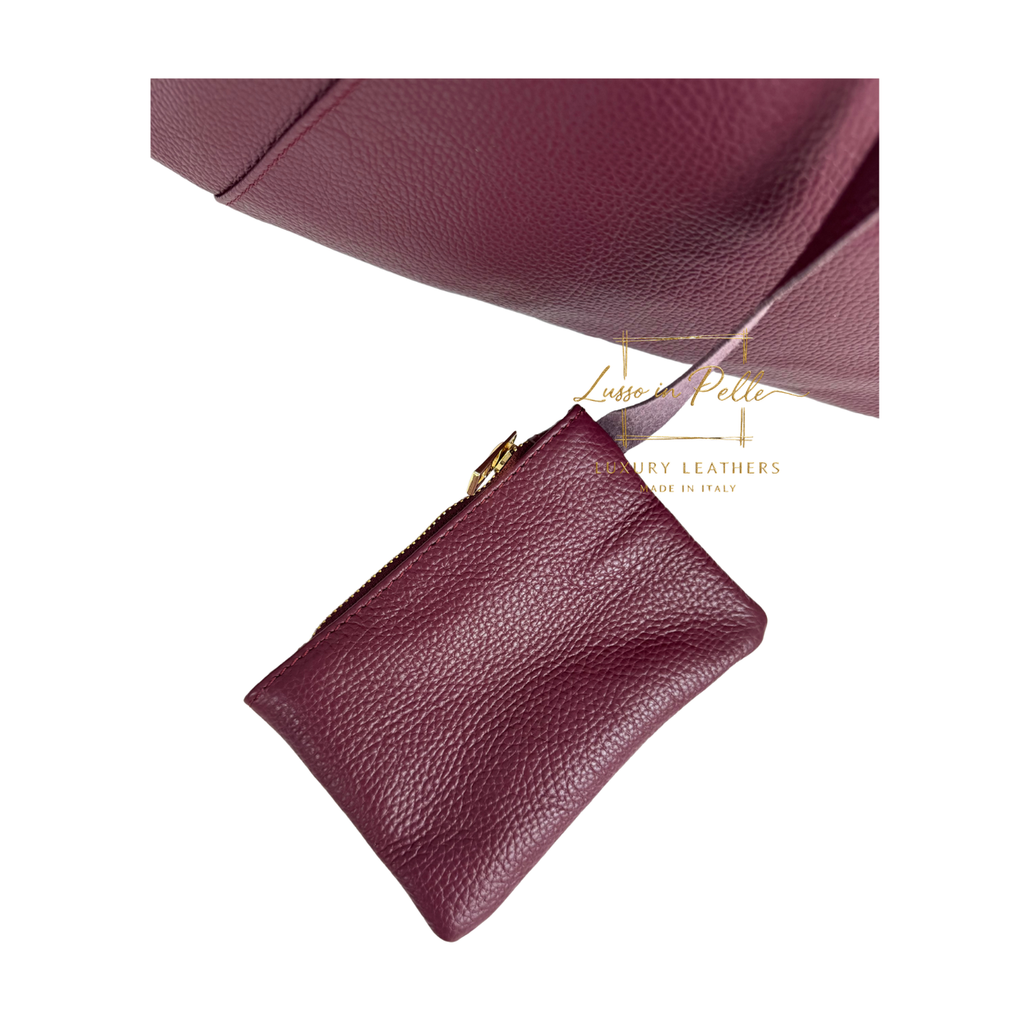 Genuine Leather Hobo Shoulder Bag with Matching Coin Pouch