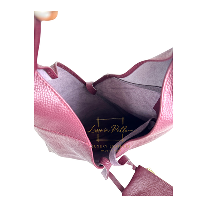 Genuine Leather Hobo Shoulder Bag with Matching Coin Pouch