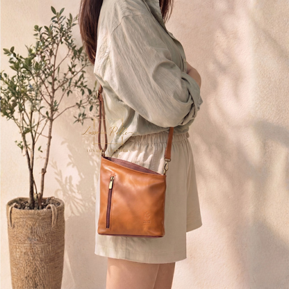 Genuine Soft Italian Leather Crossbody Messenger Handbag