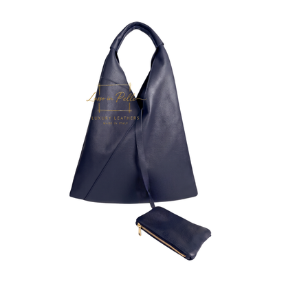 Genuine Leather Hobo Shoulder Bag with Matching Coin Pouch