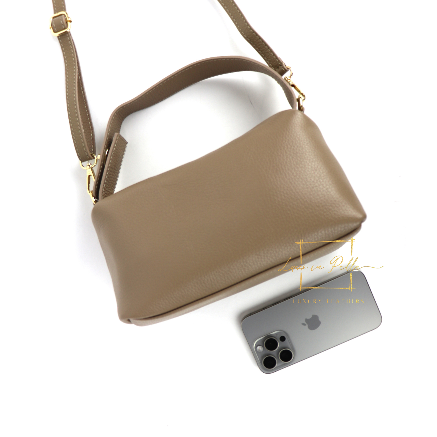 Top Handle Crossbody Leather Bad with Adjustable Detachable Straps