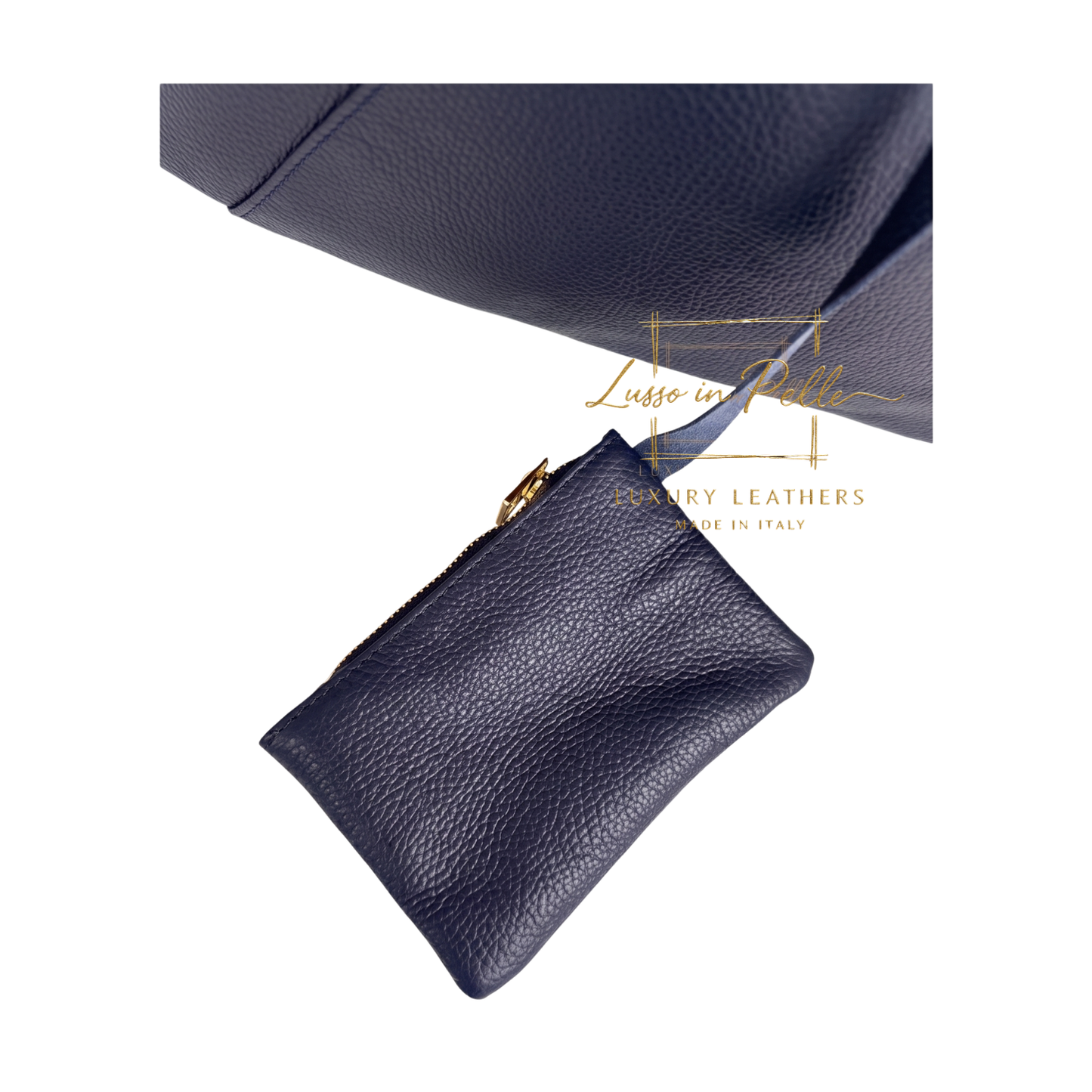 Genuine Leather Hobo Shoulder Bag with Matching Coin Pouch