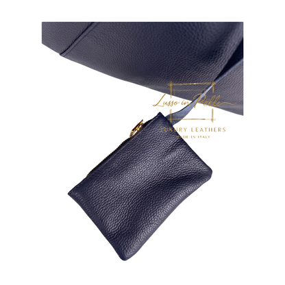 Genuine Leather Hobo Shoulder Bag with Matching Coin Pouch