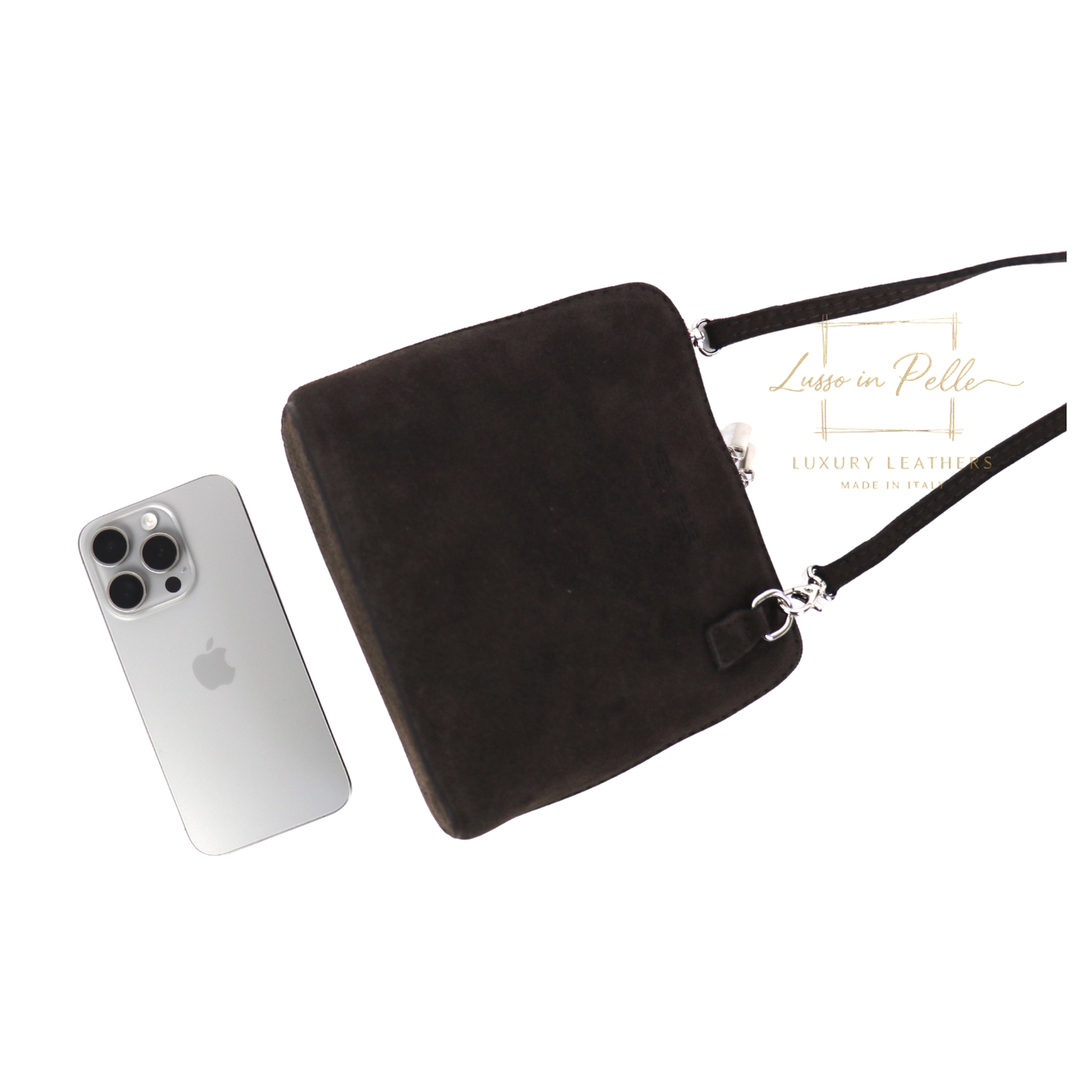 Ella Small Square Suede Crossbody Bag with Detachable Straps