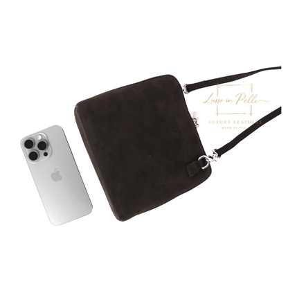 Ella Small Square Suede Crossbody Bag with Detachable Straps