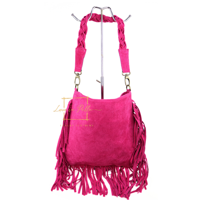 Marina Suede Shoulder & Crossbody Bag with Fringe