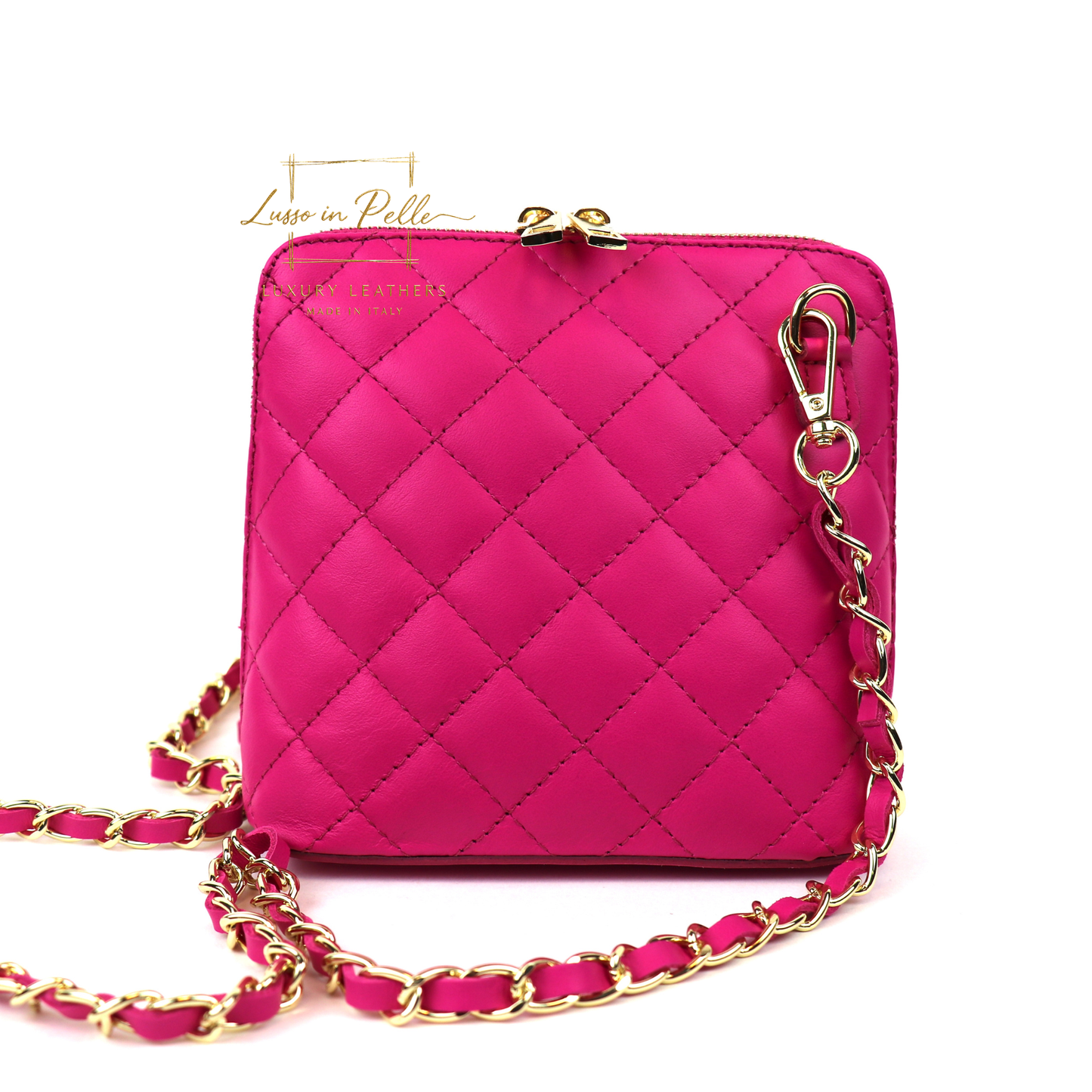 Ella Small Quilted Crossbody Bag with Gold Hardware