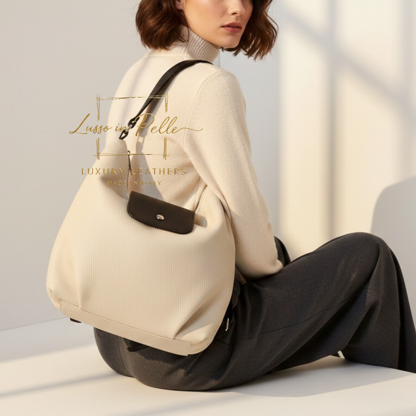 Grain Leather Two-Way Backpack & Crossbody