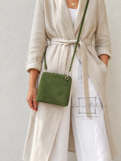 Ella Small Square Suede Crossbody Bag with Detachable Straps