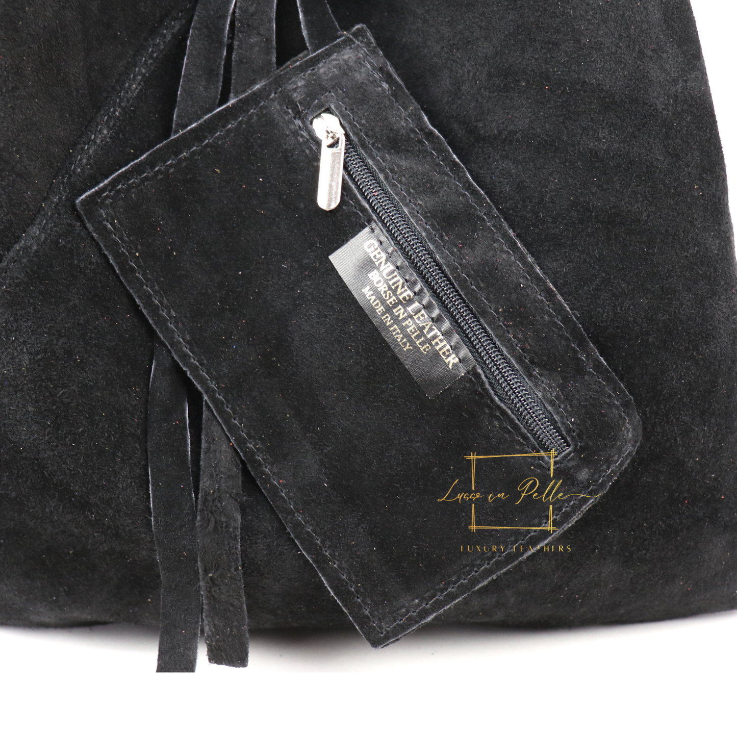 Milano Italian Suede Slouch Hobo Bag with Tan Leather Handle