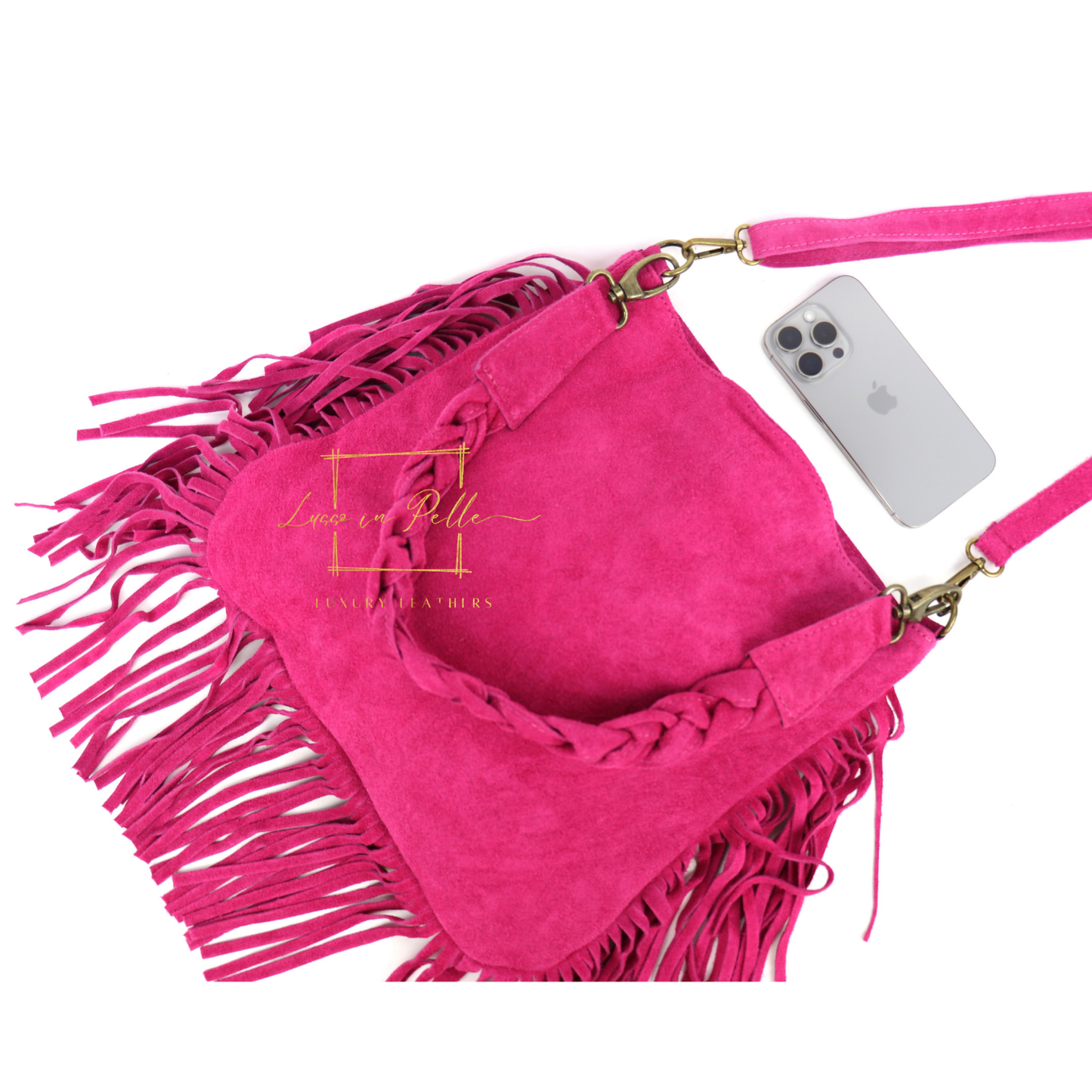 Marina Suede Shoulder & Crossbody Bag with Fringe