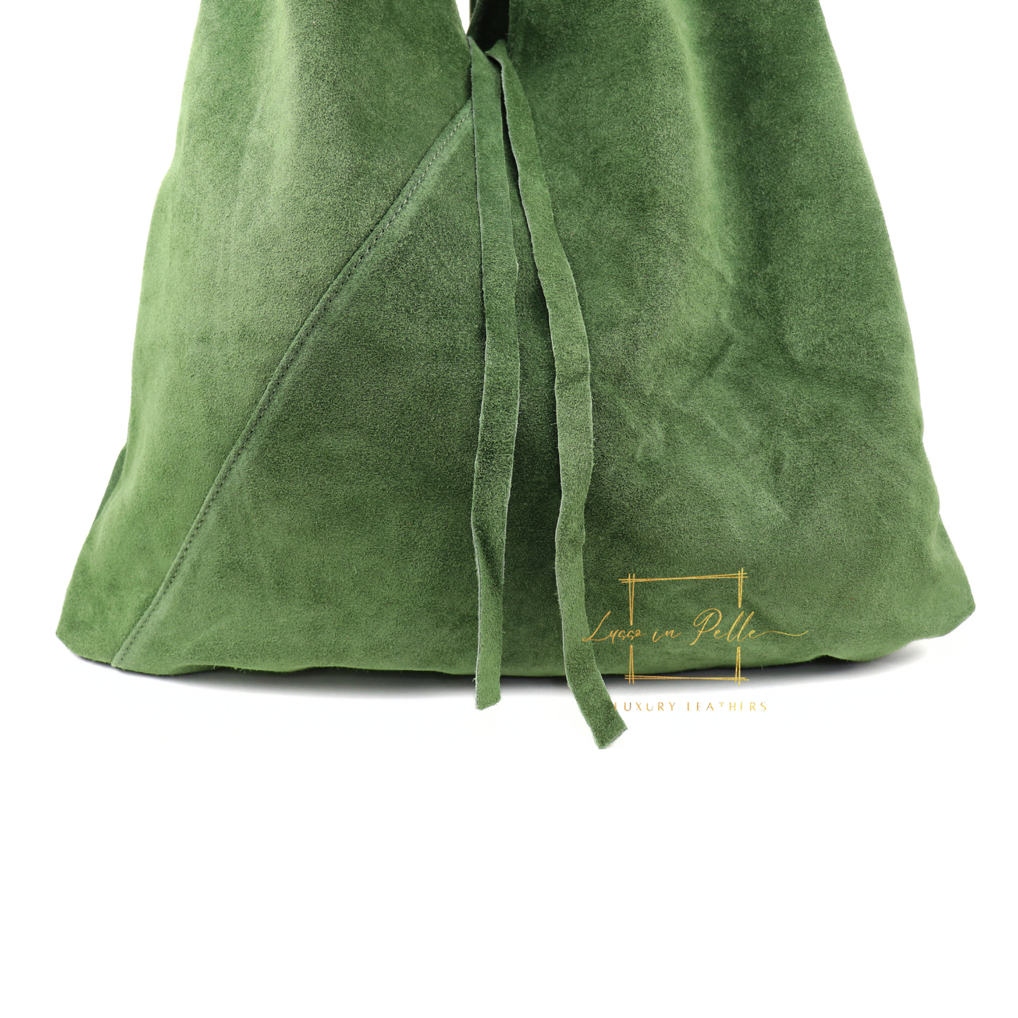 Milano Italian Suede Slouch Hobo Bag with Tan Leather Handle