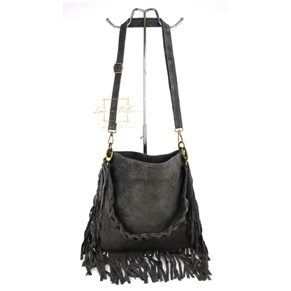 Marina Suede Shoulder & Crossbody Bag with Fringe