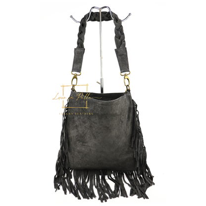 Marina Suede Shoulder & Crossbody Bag with Fringe