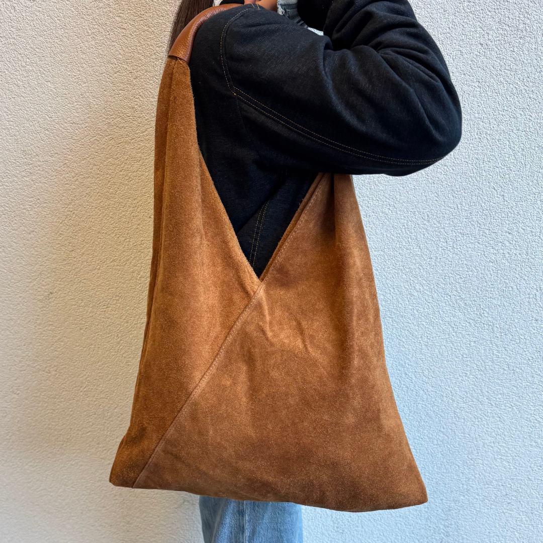 Large Genuine Italian Suede Tote Bag