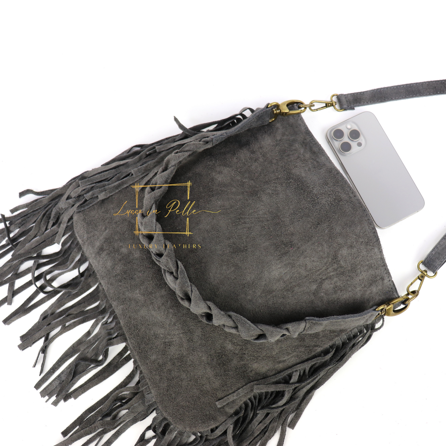 Marina Suede Shoulder & Crossbody Bag with Fringe