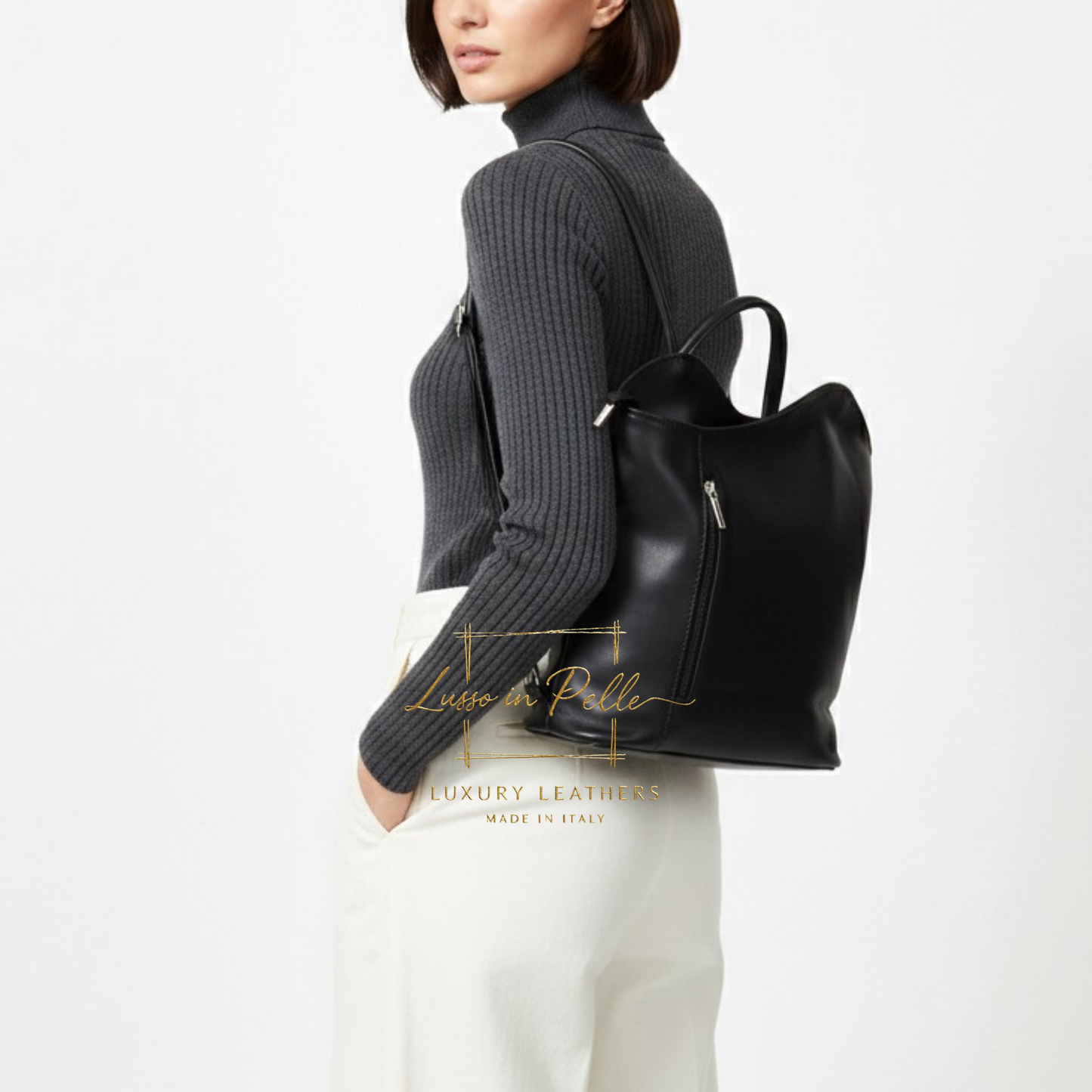 Nappa Leather Convertible Shoulder Bag & Backpack