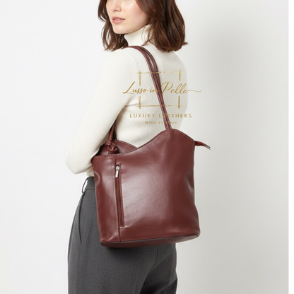 Nappa Leather Convertible Shoulder Bag & Backpack
