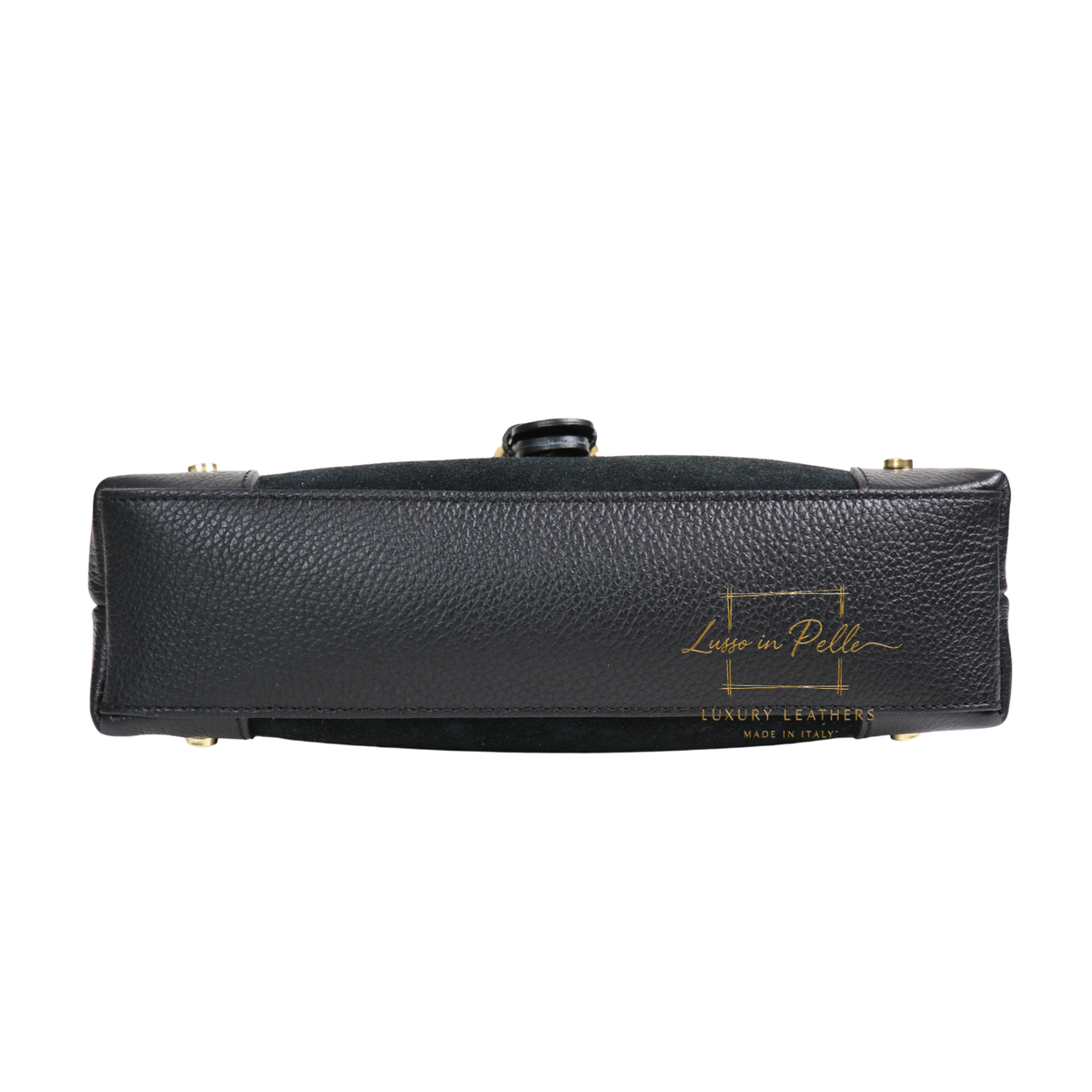 Genuine Suede & Leather Shoulder Bag with Buckle Detail