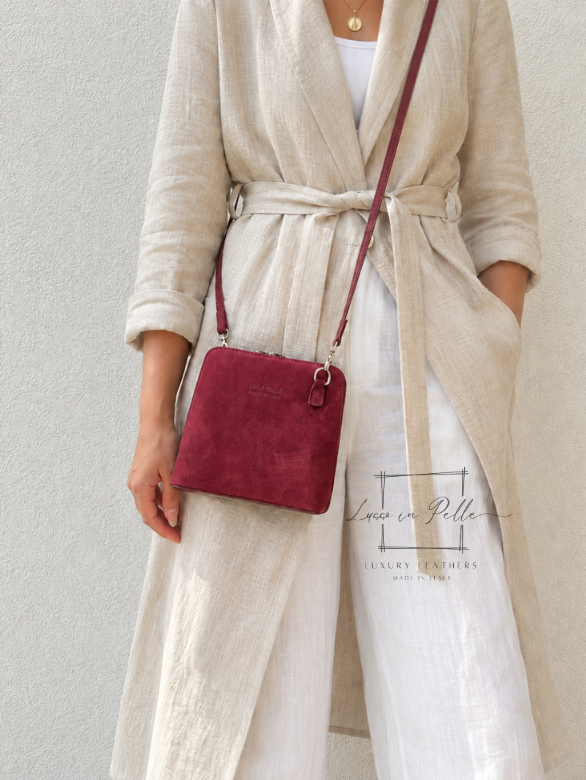 Ella Small Square Suede Crossbody Bag with Detachable Straps