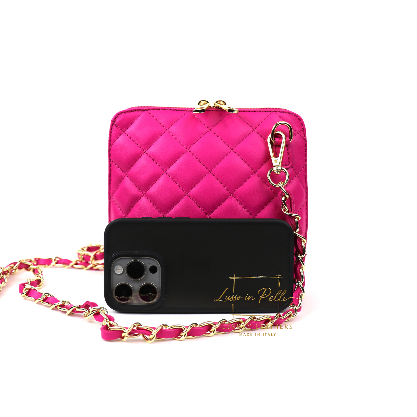 Ella Small Quilted Crossbody Bag with Gold Hardware