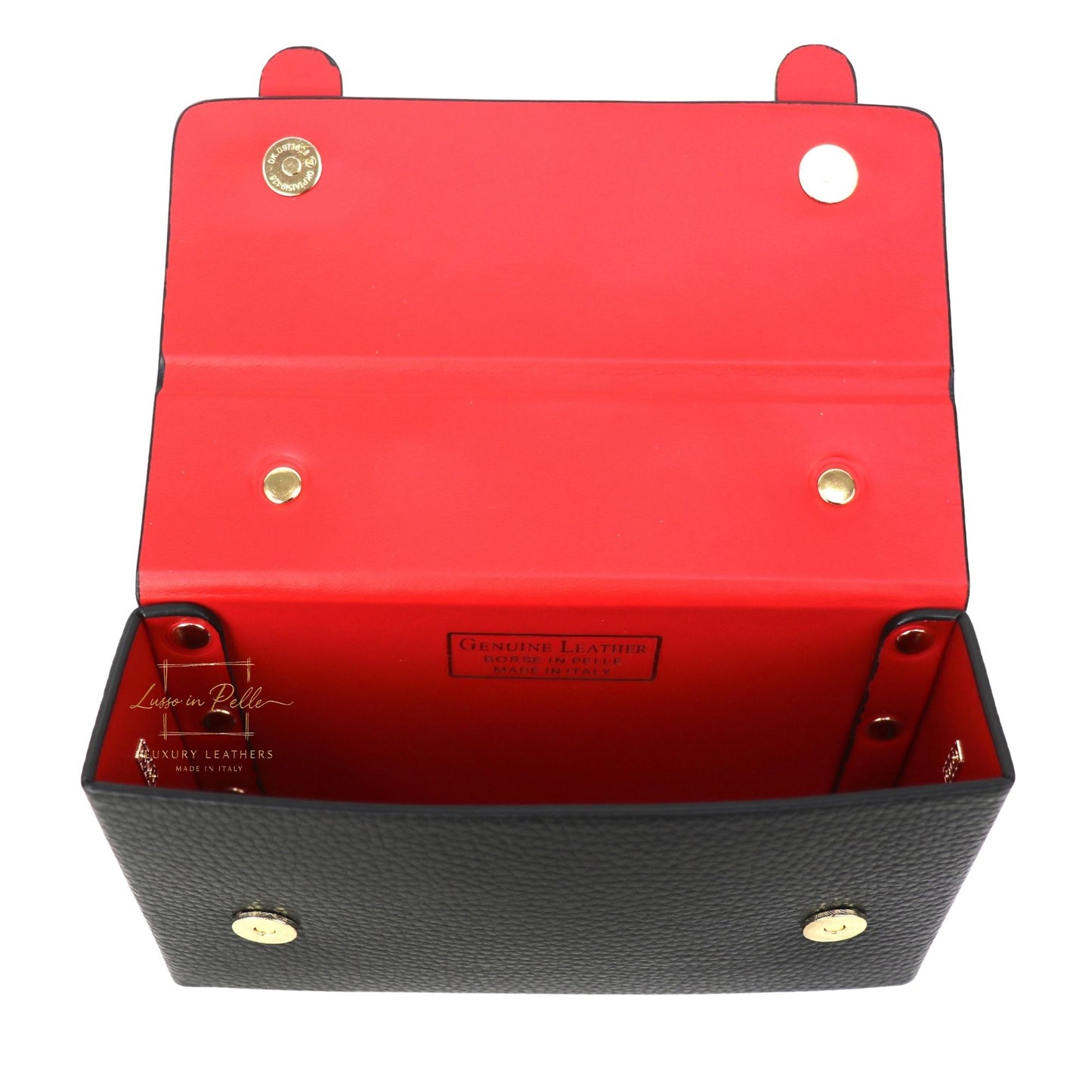 Croc-Embossed Leather Top Handle Bag with Gold Chain Strap