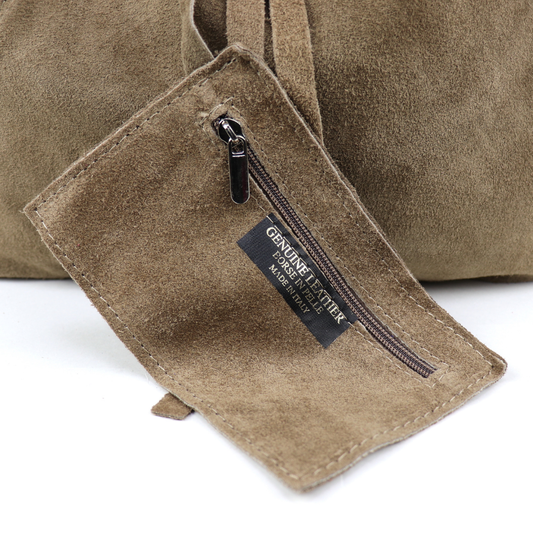 Large Genuine Italian Suede Tote Bag