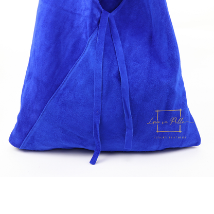 Milano Italian Suede Slouch Hobo Bag with Tan Leather Handle