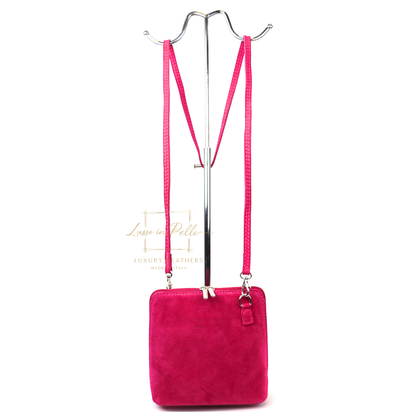 Ella Small Square Suede Crossbody Bag with Detachable Straps