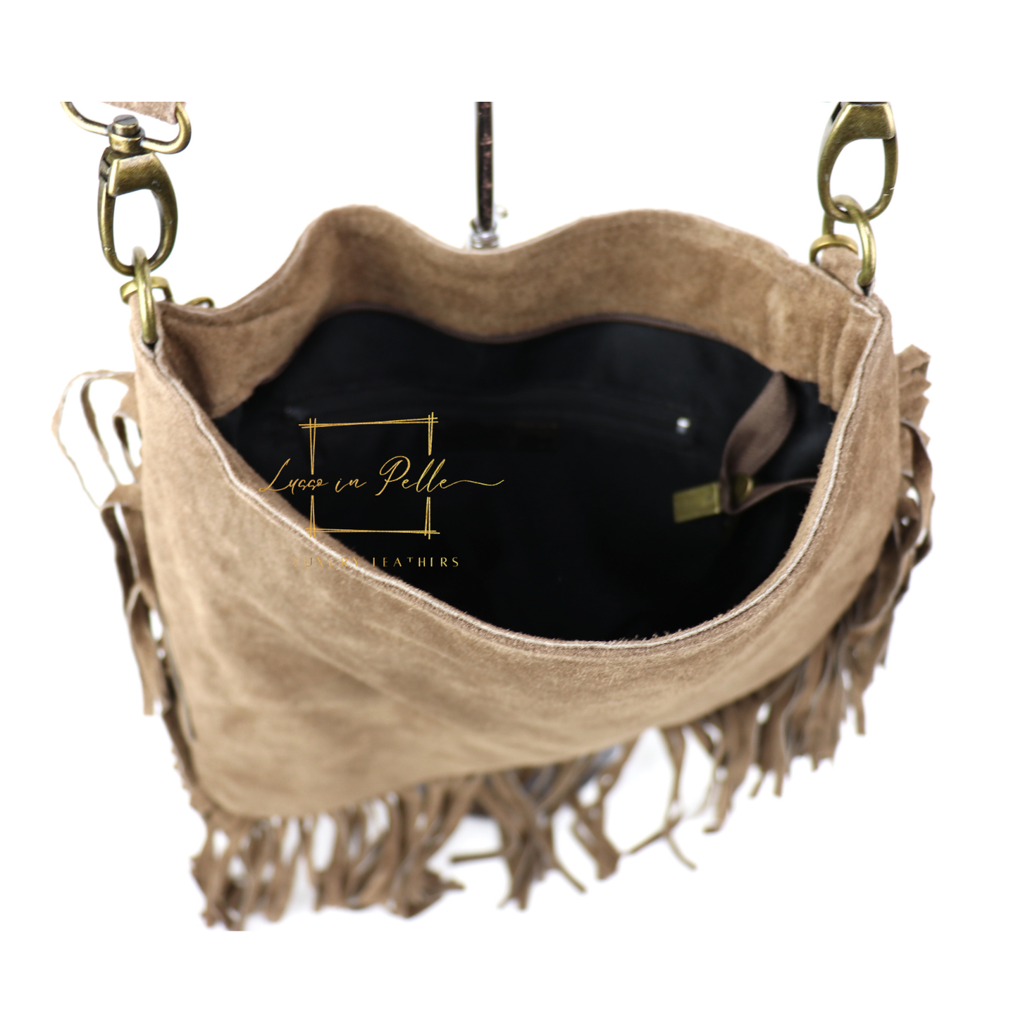 Marina Suede Shoulder & Crossbody Bag with Fringe