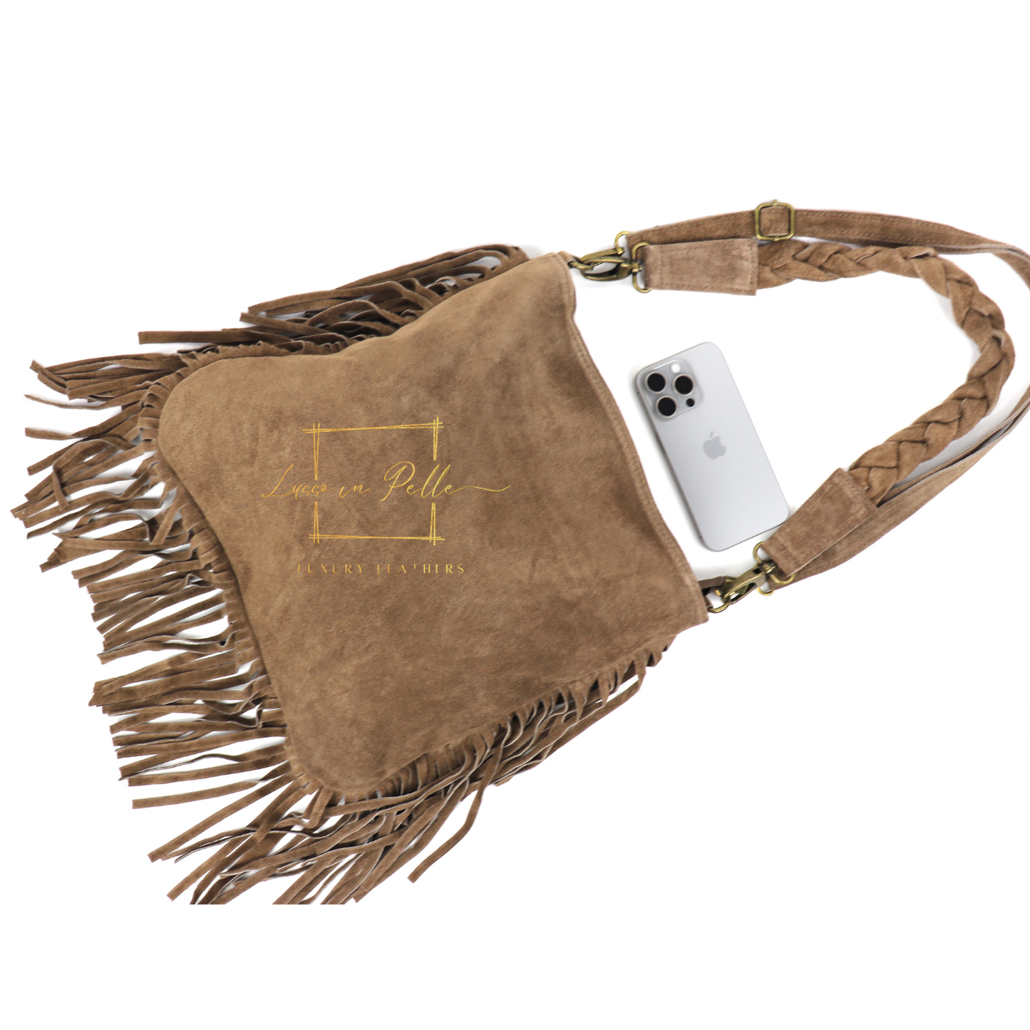 Marina Suede Shoulder & Crossbody Bag with Fringe